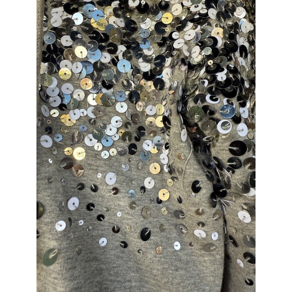 Love Moschino Sequined Jacket Full Zip with Hood | Gray | Womens Size 2 - Picture 4 of 16